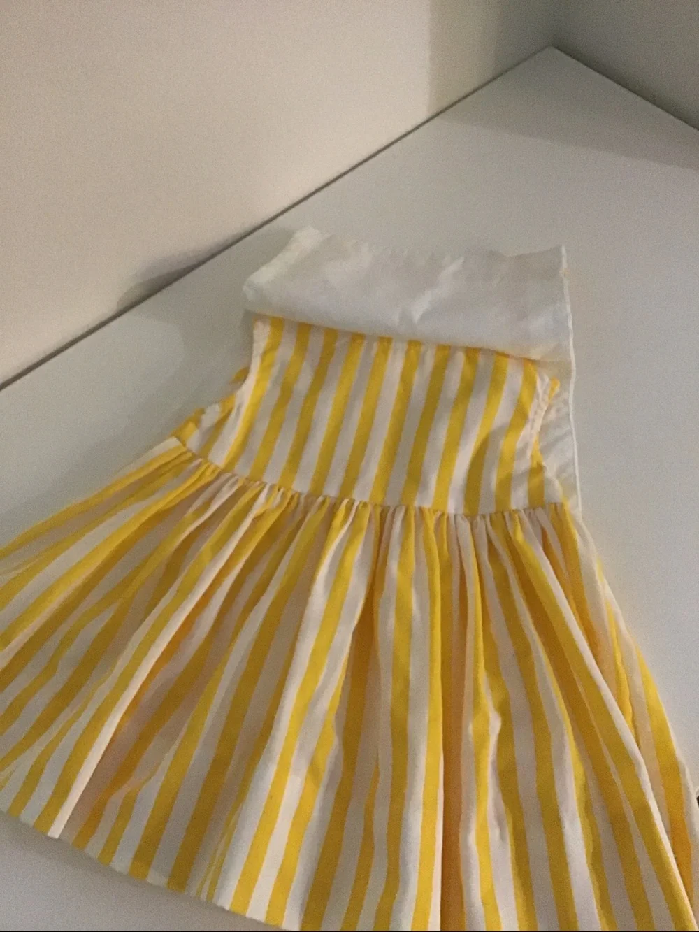 Vintage Maggie Breen yellow & white striped sailor collar dress 100% cotton 2T